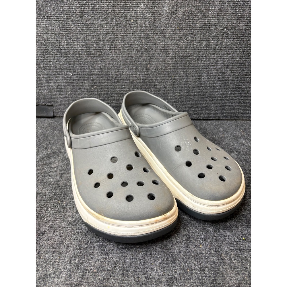 Crocs Crocband Platform Clog Slate Grey White Mens 12 205434 Slip On Shoes